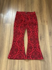Vintage Run & Fly Red Corduroy Bellbottom Flared Trousers Made In England W32L29