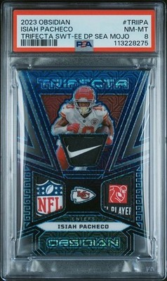 2023 OBSIDIAN #TRI-IPA ISIAH PACHECO TRIFECTA SWT-EE DP SEA MOJO 2/5 PSA NM-MT 8