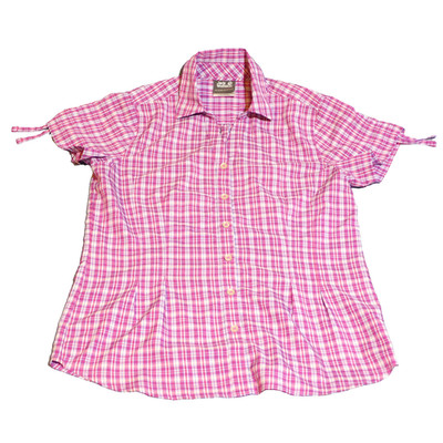 Jack Wolfskin Damen Karohemd Rosa-Weiß Gr.38(S) Qutdoor Kurzarm Top Zustand!