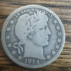 1914 S Barber Quarter Scarce Date Fine Detail Nice Coin