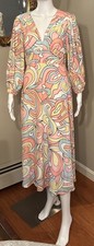 Twisted Wunder London Maternity Dress Sz 4 US Pastel Swirl Midi Balloon Slvs NWT