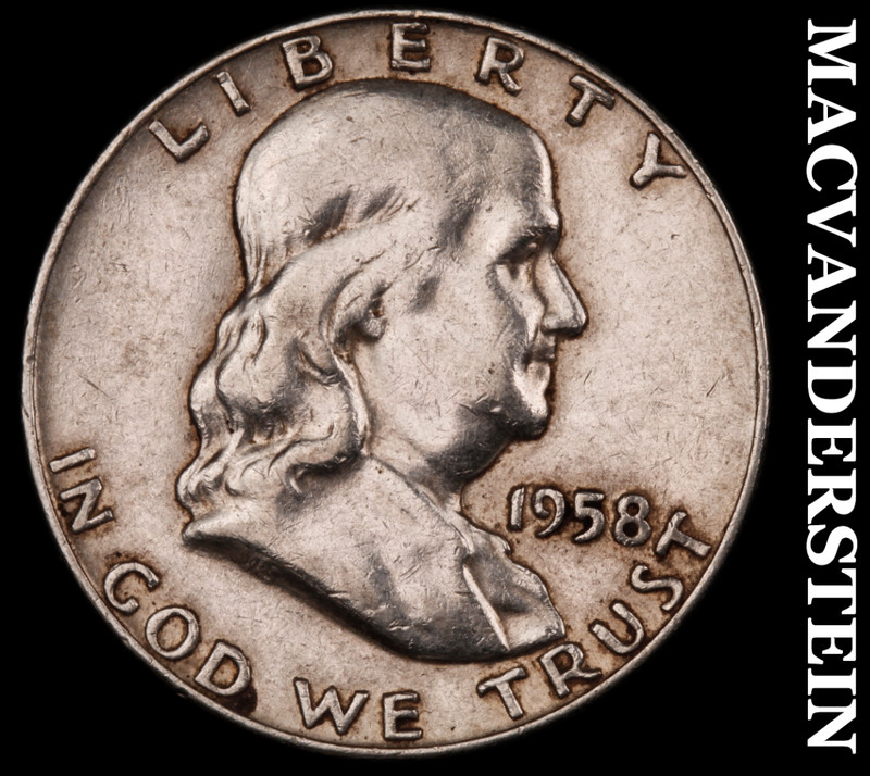 1958-D Silver Franklin Half Dollar - Scarce  Better Date  No Reserve  #M626