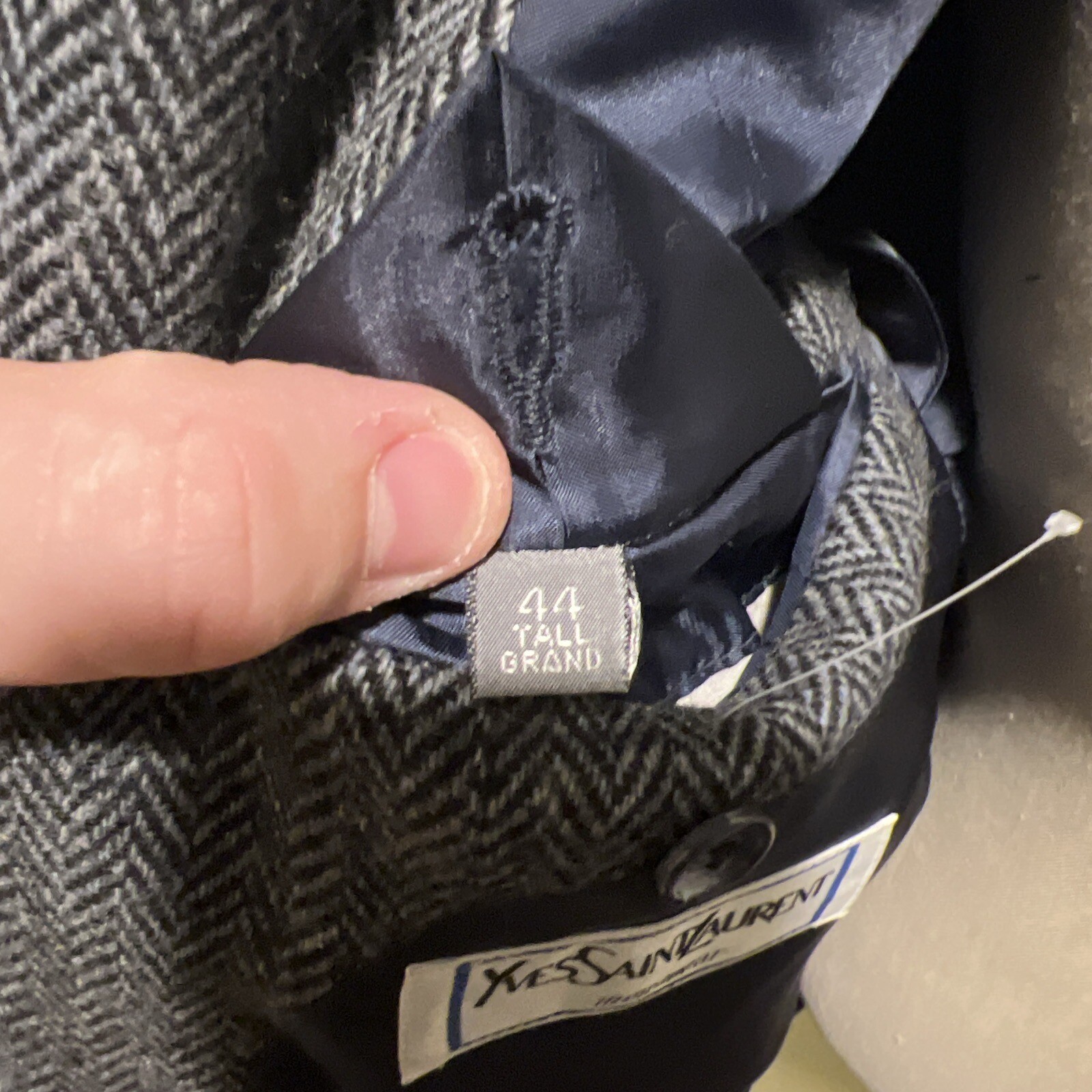 Cappotto blazer da uomo alto YSL Yves Saint Laurent taglia 44 spina di pesce