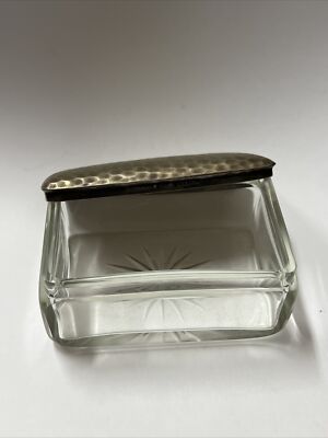 Boîte Ancienne En Verre Couvercle Argent C.G Hallberg Suède - Réf 75923