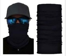 SOLID BLACK FACE MULTI FUNCTION SEAMLESS BANANA WRAP GAITER 50 ATV BIKER MASK