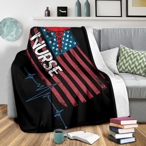 USA Independence Day - American Nurse Medicine Support Holiday Blanket - - Picture 5 of 9