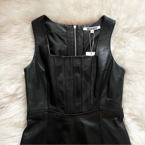 New! NWT WALTER BAKER Corset Leather Sheath Mini Dress $790 - Picture 7 of 11