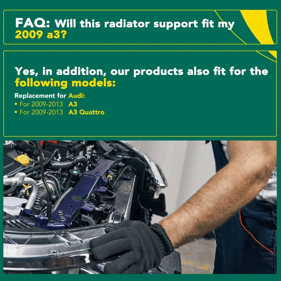 New Radiator Support Assembly for Audi A3 A3 Quattro 2009 2010 2011 2012 2013 - Image 2 of 4