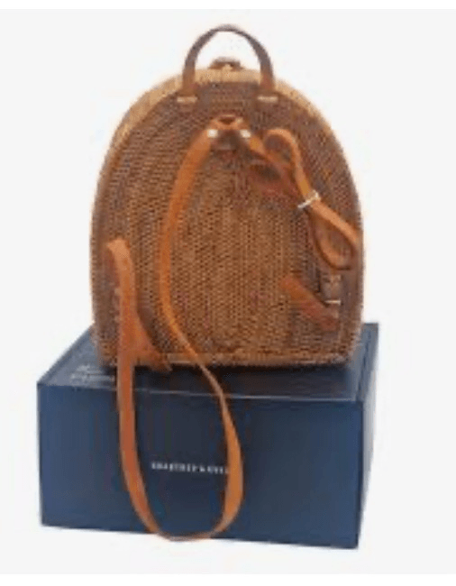 Crabtree & Evelyn wicker/wood backpack purse pocketbook’ shoulder bag purse nwt Crabtree & Evelyn wicker/wood backpack purse pocketbook  main image 3