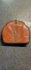 Antique VGT Tooled Leather Volland Leathercraft Art Deco Early Purse Bag