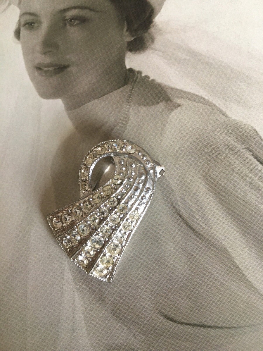 Vintage Antique Art Deco Dress Clip Brooch Bohemian Glass Paste