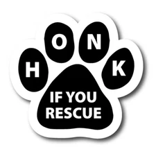 Honk if You Rescue Paw print Car Magnet 5" Paw Print Auto Truck fridge mailbox