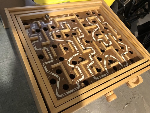 Vintage Pavilion All Wood Labyrinth Board Game Maze Tilt Original Box - Picture 2 of 2
