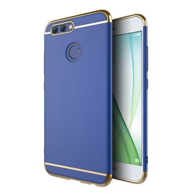 Handy Hülle Schutz Case für Huawei Nova 2 Bumper 3 in 1 Cover Chrom Etui Blau