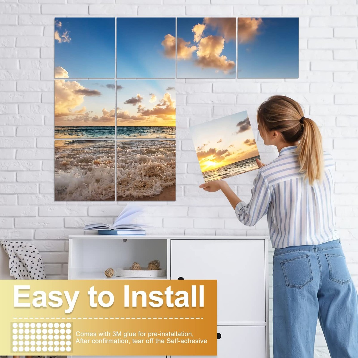 6 Pack Acoustic Panels With Autumn Foliage Print - Self-Adhesive Sound Absorbing Wall Panels, 24"x24" Each, 48"x72" Total, For Office, Home Studio, Decor