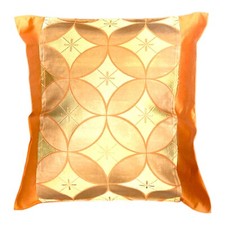 18" Glittering Japanese Kimono Obi Pillow Cover Handmade/Orange F/S 326