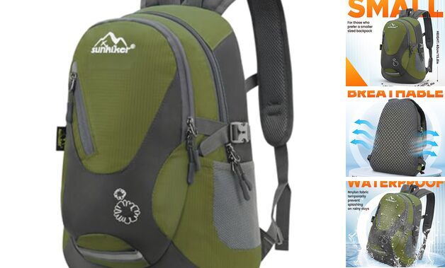 Water-Resistant Navy Green Cycling Hiking Backpack for Travel