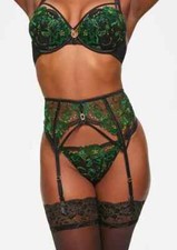 ann summers Extravagant Green  Black Waspie Large 16 18