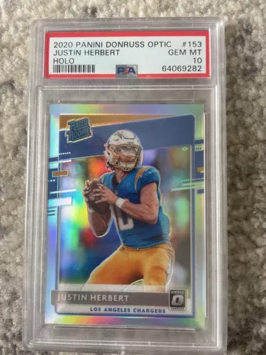 2020 Donruss Optic JUSTIN HERBERT Silver Holo Rated Rookie PSA 10 #153 RC Rookie