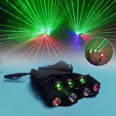 7PCS Laser Module RGB Beam Laser Gloves DJ Glove Stage Lighting Show Dancer Prop