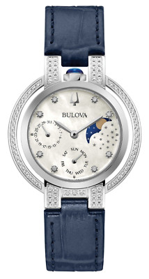 Bulova Rubaiyat Women's Quartz Moon Phase Diamond Accent Watch 35mm 96R237