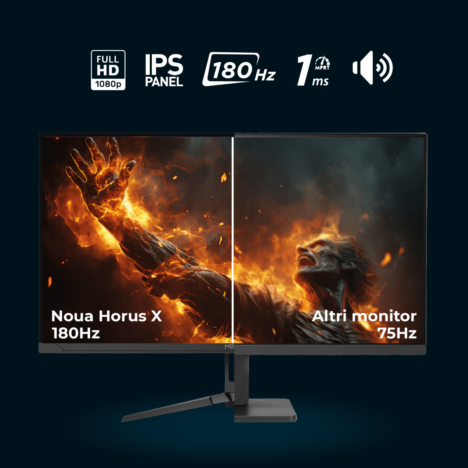 NOUA Monitor Gaming RGB PC 23.8'' LED IPS Full HD 1920x1080 HDMI DP 1ms 180Hz foto 3