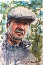 ORIGINAL Watercolor Painting  Man Portrait Sketch 7.1/2" X 11"