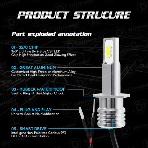 For Vauxhall Astra MK5 2004-2009 Super White H1 H7 LED Headlight Bulbs Hi/Lo UK - Bild 8 von 24