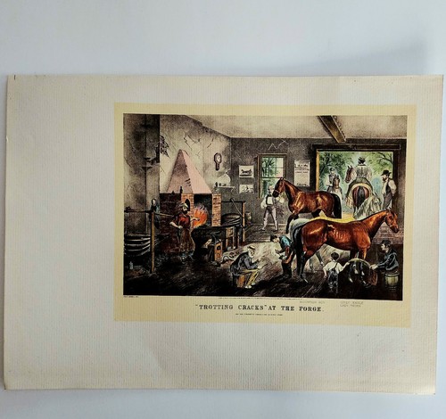 1930 Trotting Cracks At the Forge Lithograph Mountain Boy Grey Eagle Lady Thorn - Picture 3 of 3
