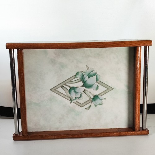 REBAJADO Bandeja Madera Vintage Azulejo Español Relieve Elevado Diseño Floral 12.25” x 8.5” - Imagen 1 de 11