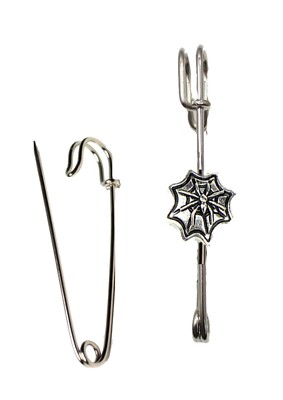 TIB7 Spinne auf Netz Emblem auf einem Schal Kilt Pin 3'' 7,5 cm
