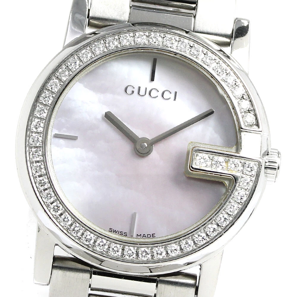 GUCCI G round 101L Diamond Bezel Pink shell Dial Quartz Ladies
