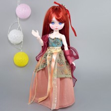 Full Set 30cm Kids BJD Toys DIY SD Dolls Red Hair Pretty Dress Clothes Assembled
