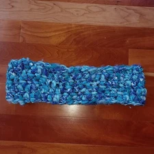 Handmade Crochet Hand Knit Neck Scarf Blue Turquoise Aqua Women