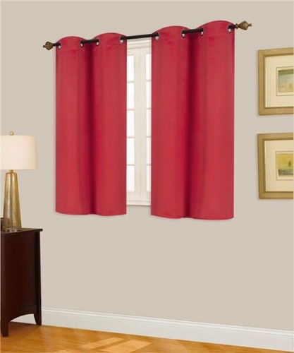 2PC GROMMET PANEL THERMAL 100% BLACKOUT WINDOW SHORT CURTAIN DRAPE 54" K54 - Picture 67 of 106