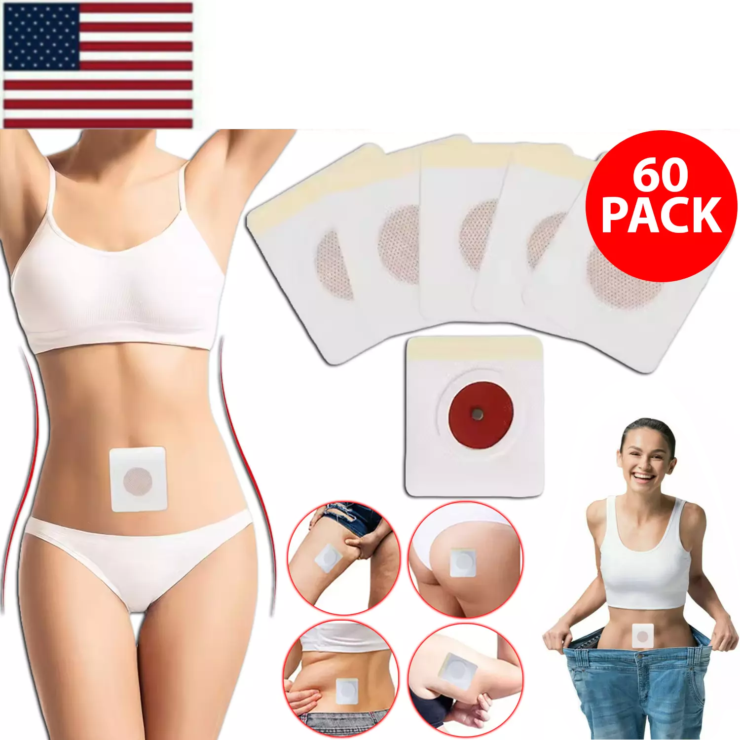 60PCS Slim Detox Patches Weight Loss Slimming Diets Pads Detox Burn Fat Adhesive