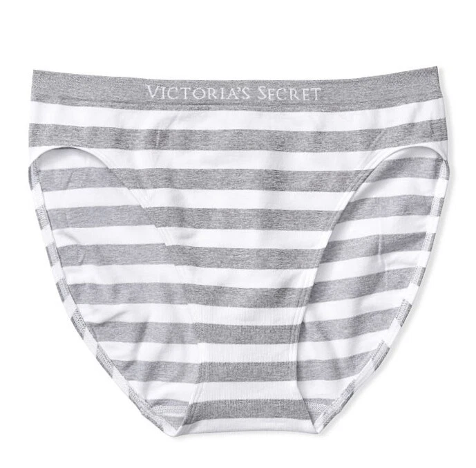 Victorias Secret 标志腰部无缝希瑟条纹高腿内裤 S NWT — 第 2/4 张图片