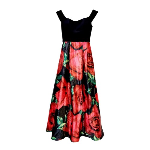 Blondie Nites Juniors Double-Strap Off-the-Shoulder Floral-Skirt Gown Size 0 NEW