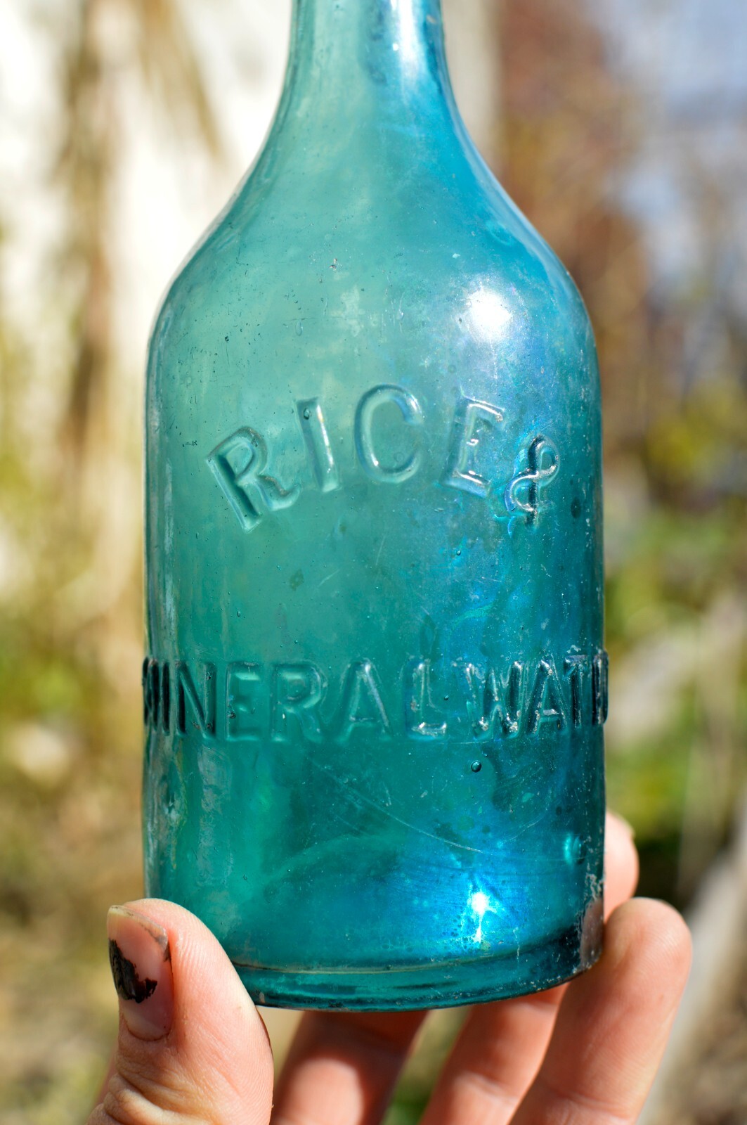 Antique Rice & McKinney Iron Pontiled Soda Bottle 1850s Philadelphia Pa