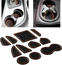 Orange Pads Cup Holder Door Pocket Slot Mats Cover Fits 15-23 Challenger