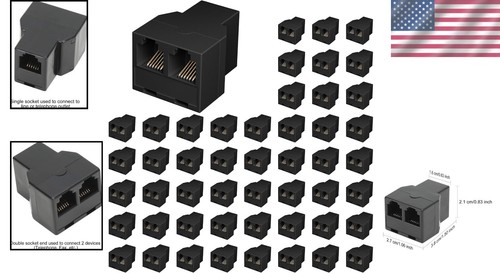 50 Pack RJ12 6P6C Female-to-Female Telephone Line Splitters - Clear Connection - Zdjęcie 2 z 8