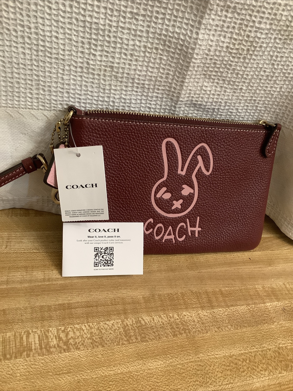 Coach Lunar New Year Bunny Rabbit Small Wine Multi Wristlet ~NWT~ CF938 ...