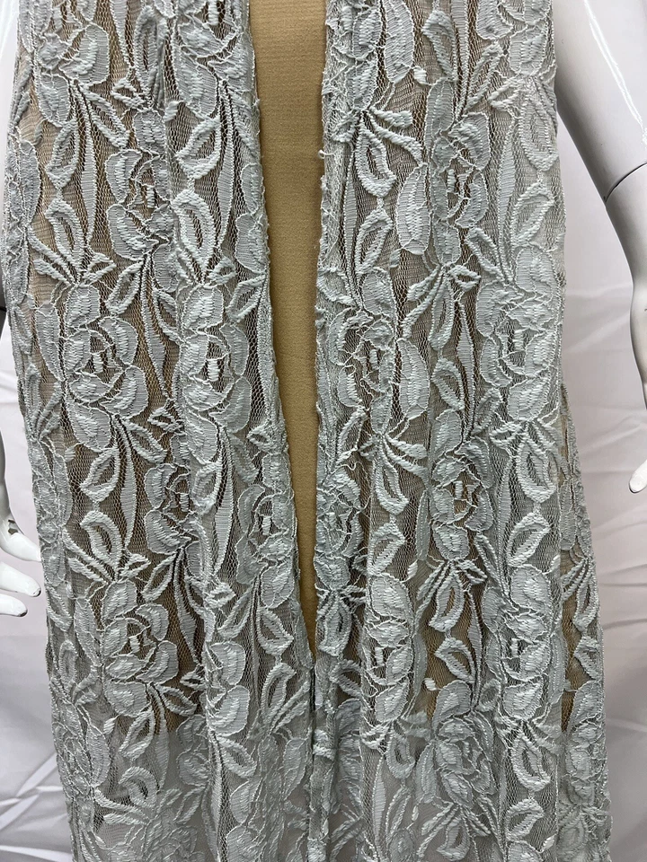 Chaleco Plumero Largo Para Mujer LuLaRoe XS Encaje Alegría Floral Espuma Mar Verde Gris Foto 4 de 4