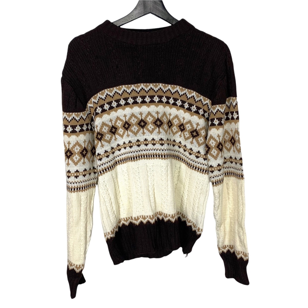 Vintage 70s Montgomery Ward Geometric Pattern Knit Sweater Small 