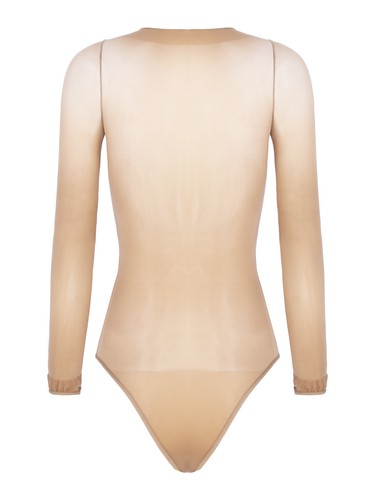 Damen Hochglanz Mesh durchsichtig Body Rundhals Langarm dehnbar Trikot - Bild 29 von 88