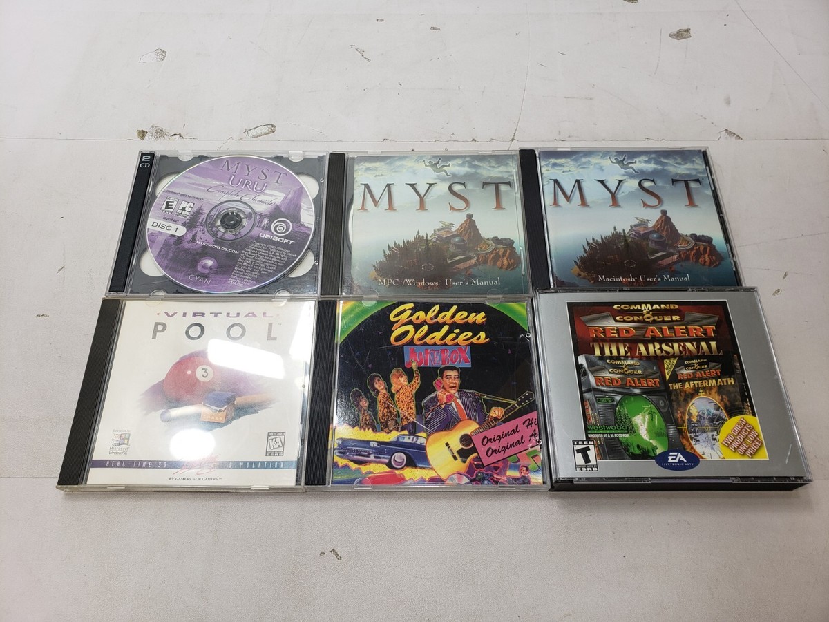 Vintage PC Game Lot Of 6 Myst Virtual Pool Command & Conquer The