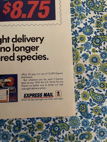 Vintage 1988 USPS United States Postal Service Express Mail Print Ad Eagle - Picture 2 of 7