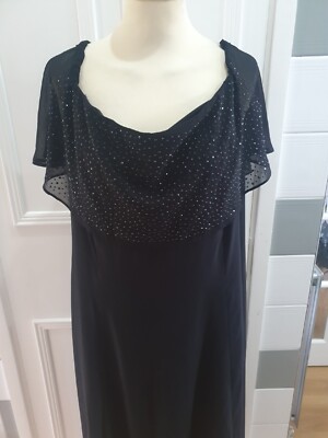 Womens Wallis Black off the shoulder embellished Dress size 16 UK