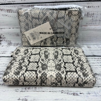 2pk A New Day Faux Snake Skin Wristlet Coin Purse Clutch Grey White Silver NEW