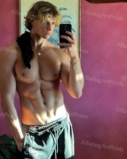 Male Model Photo Print Muscular Handsome Shirtless Hunk Abs-AA426